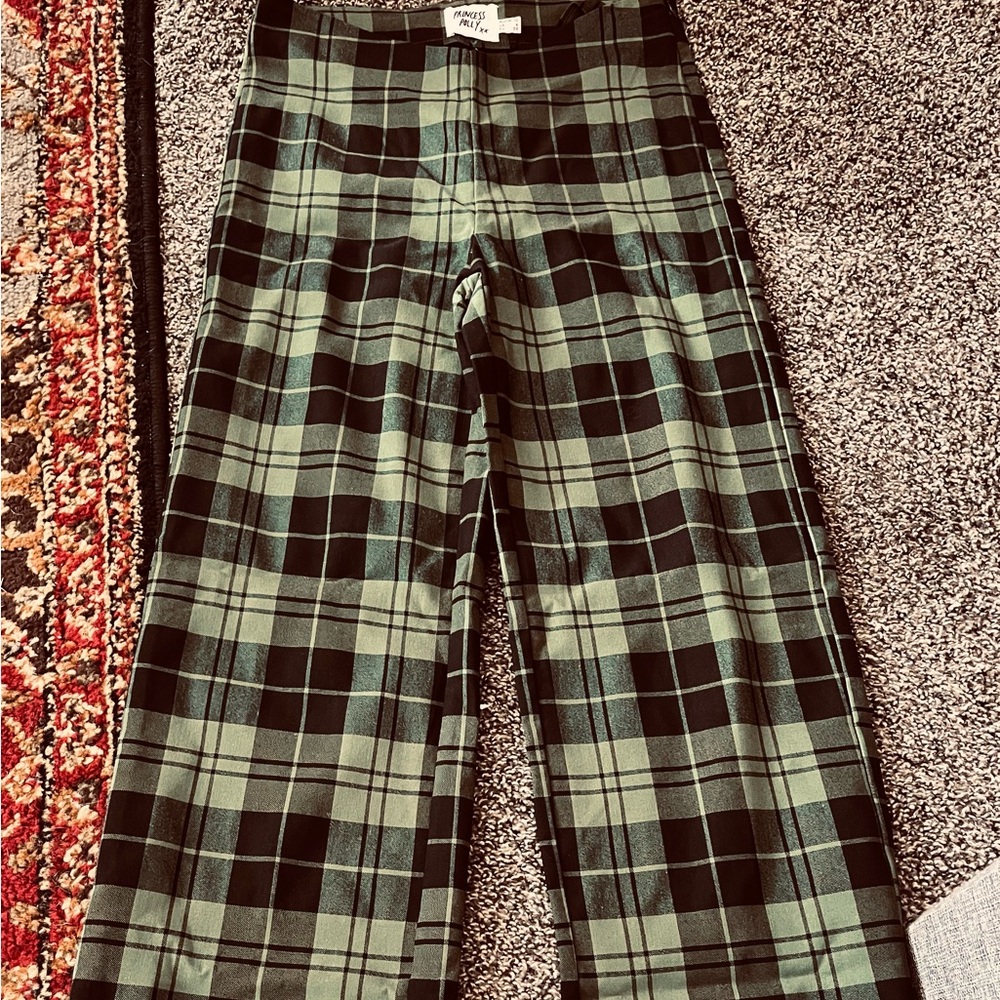 Princess Polly Checkered Pants in Green and Black